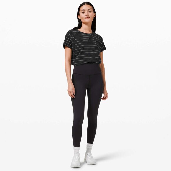 lululemon Black Striped Cates Tee size 4 - Picture 3 of 11
